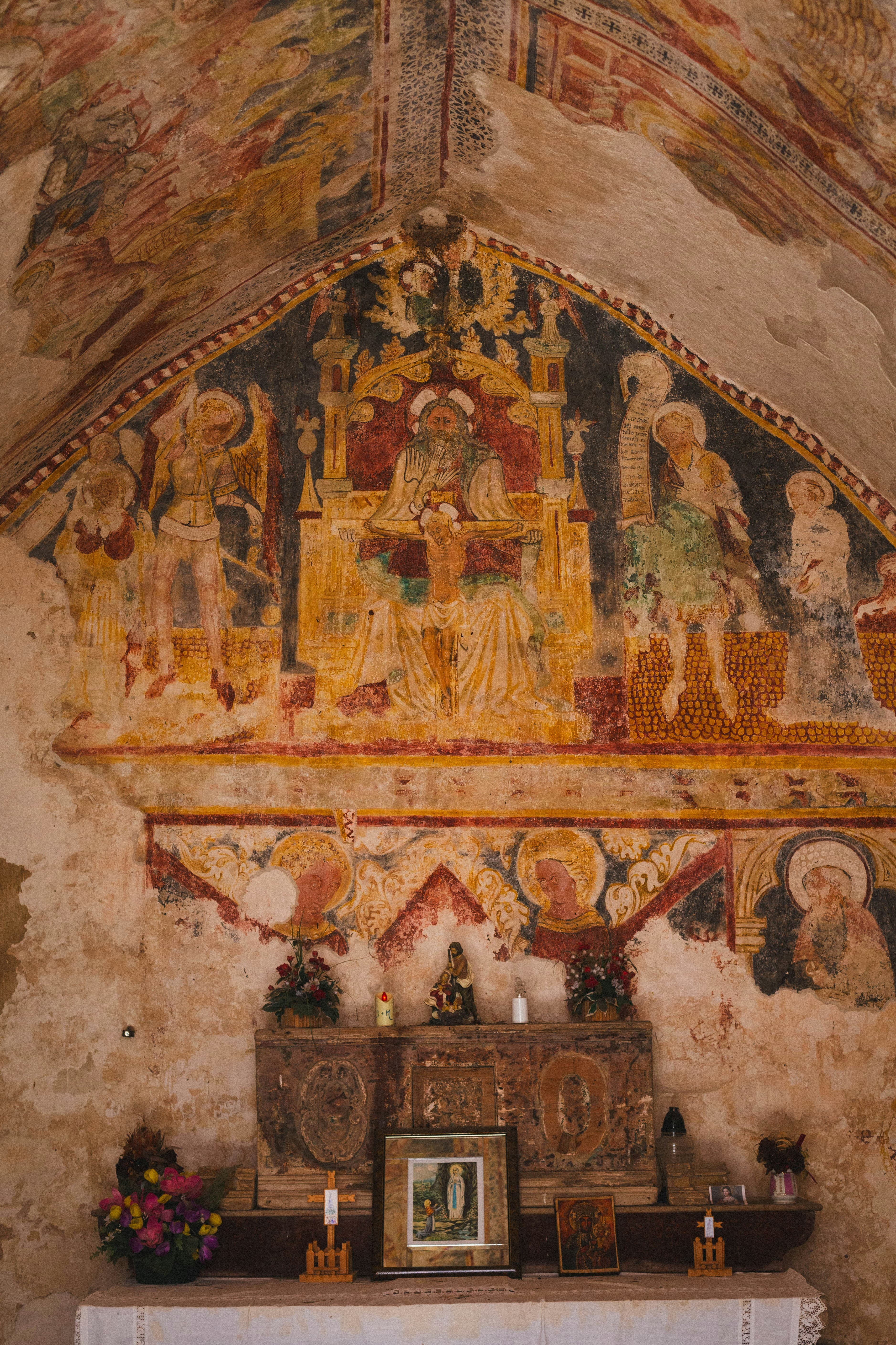 Interior of the Church of the Holy Spirit in Bale, Istria — a Romanesque church dating from the 12th century