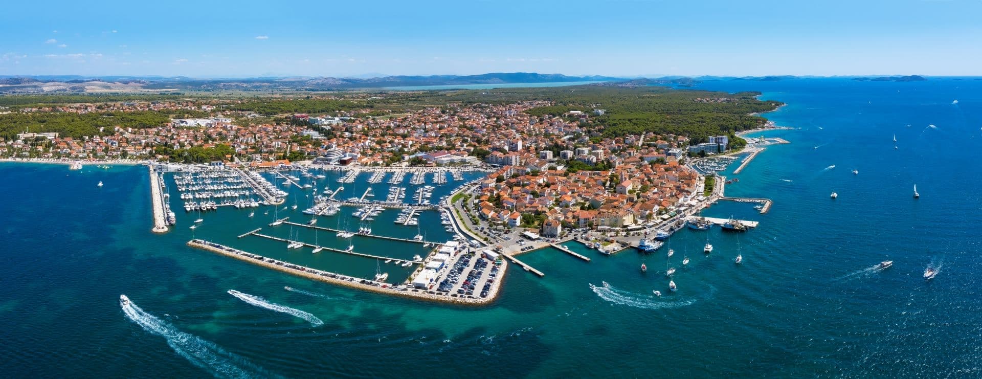 Biograd na Moru coastal town with marina and promenade