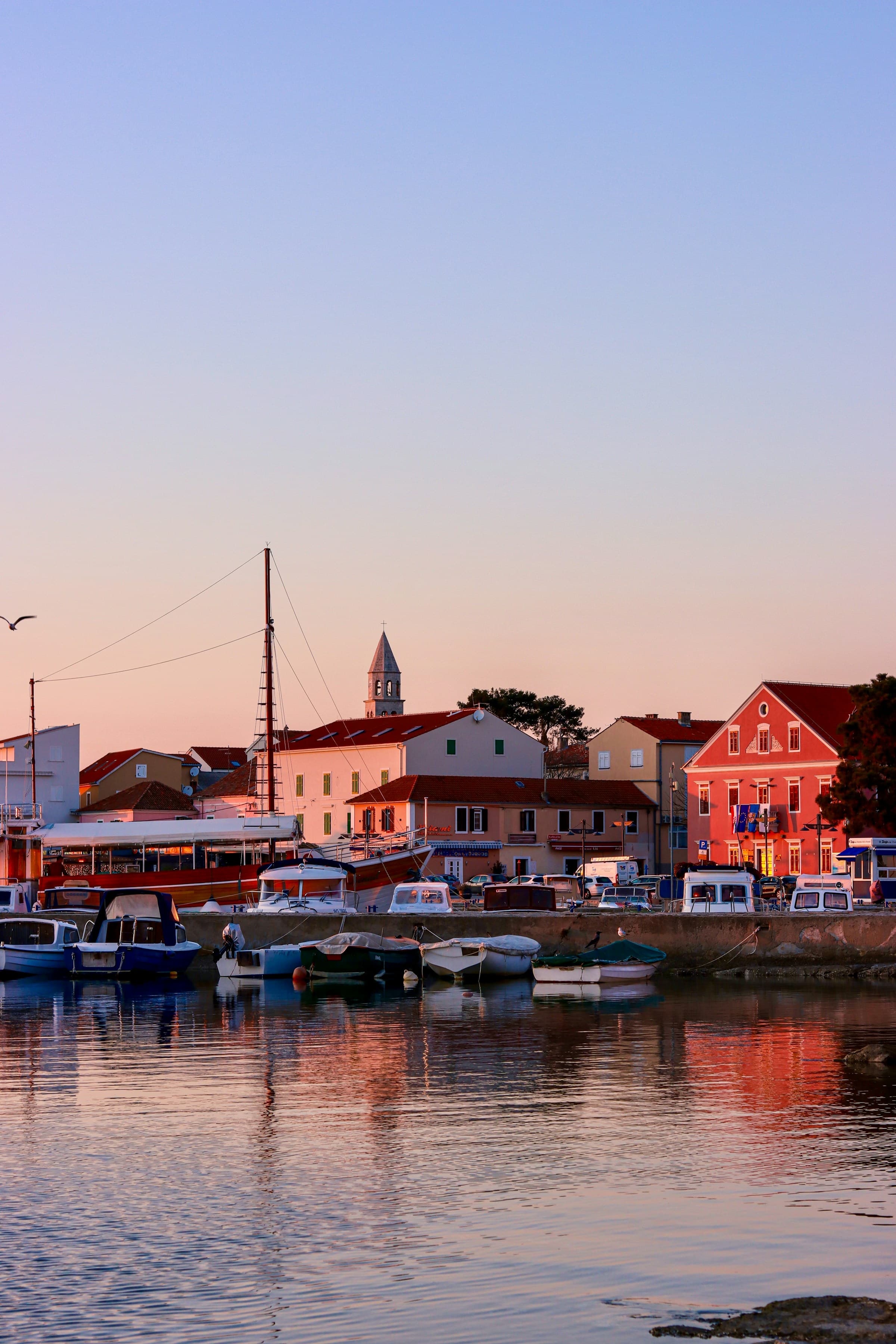 Historic old town peninsula of Biograd na Moru surrounded by sea