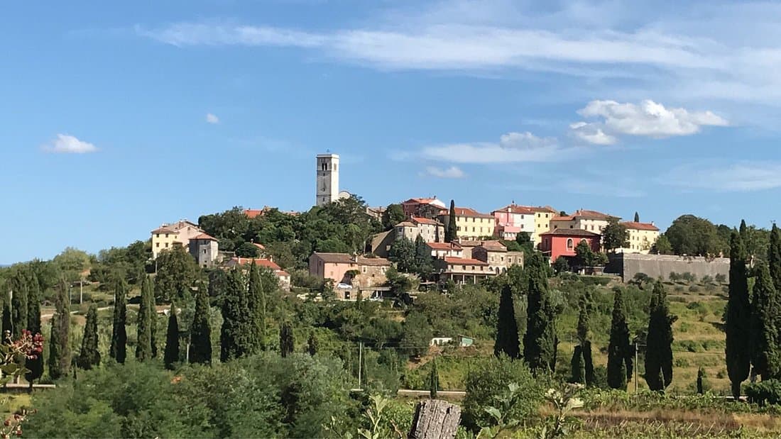 Buzet hilltop town above the Mirna valley in central Istria, Croatia