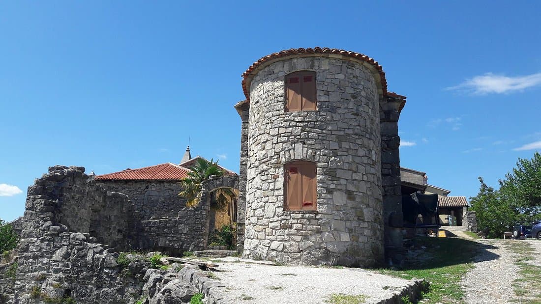 Medieval stone ruins and fortifications in Hum village, Istria