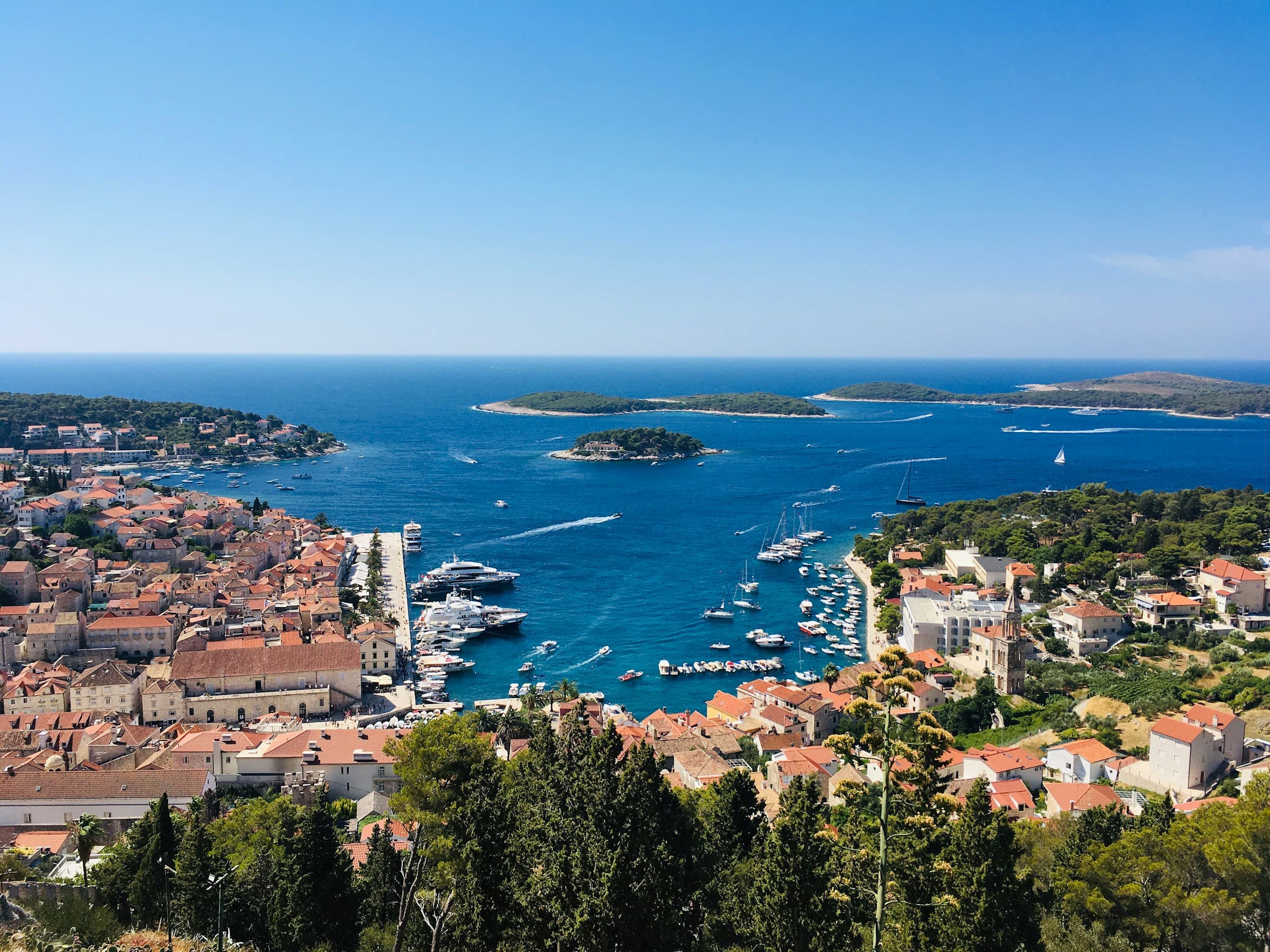 Pakleni Islands near Hvar with crystal-clear turquoise water