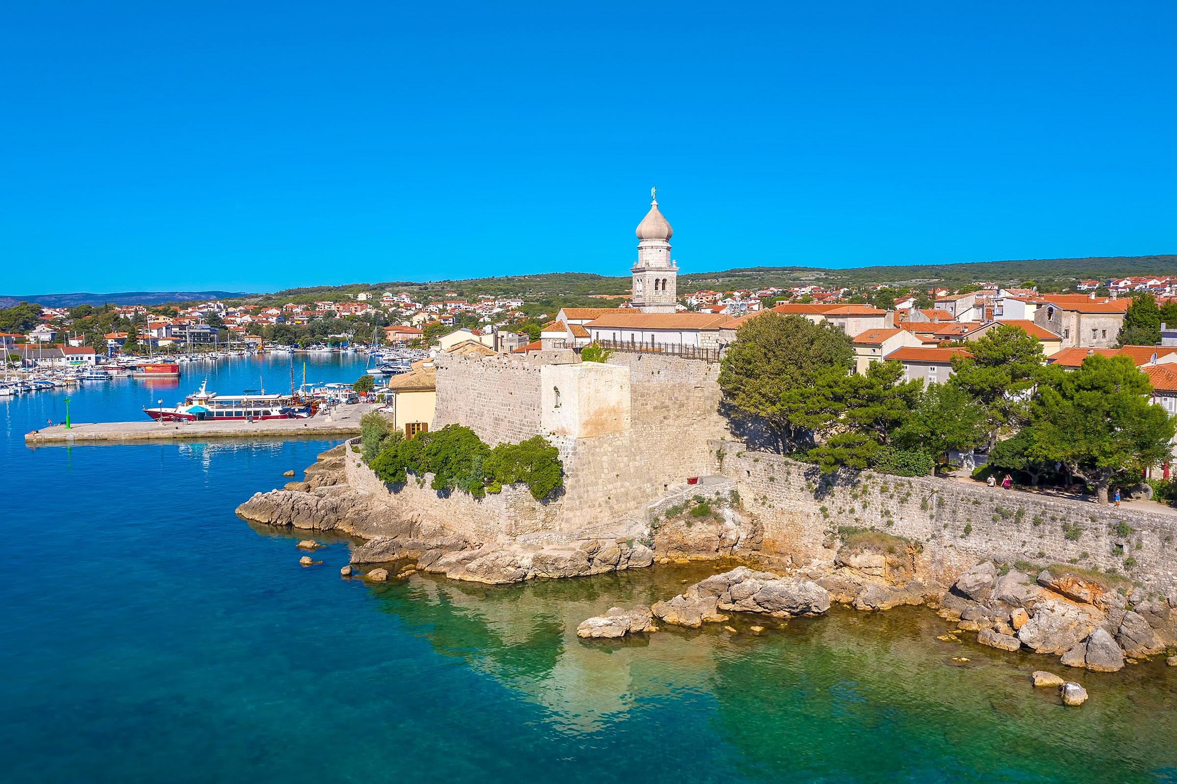 Krk Town waterfront and old town