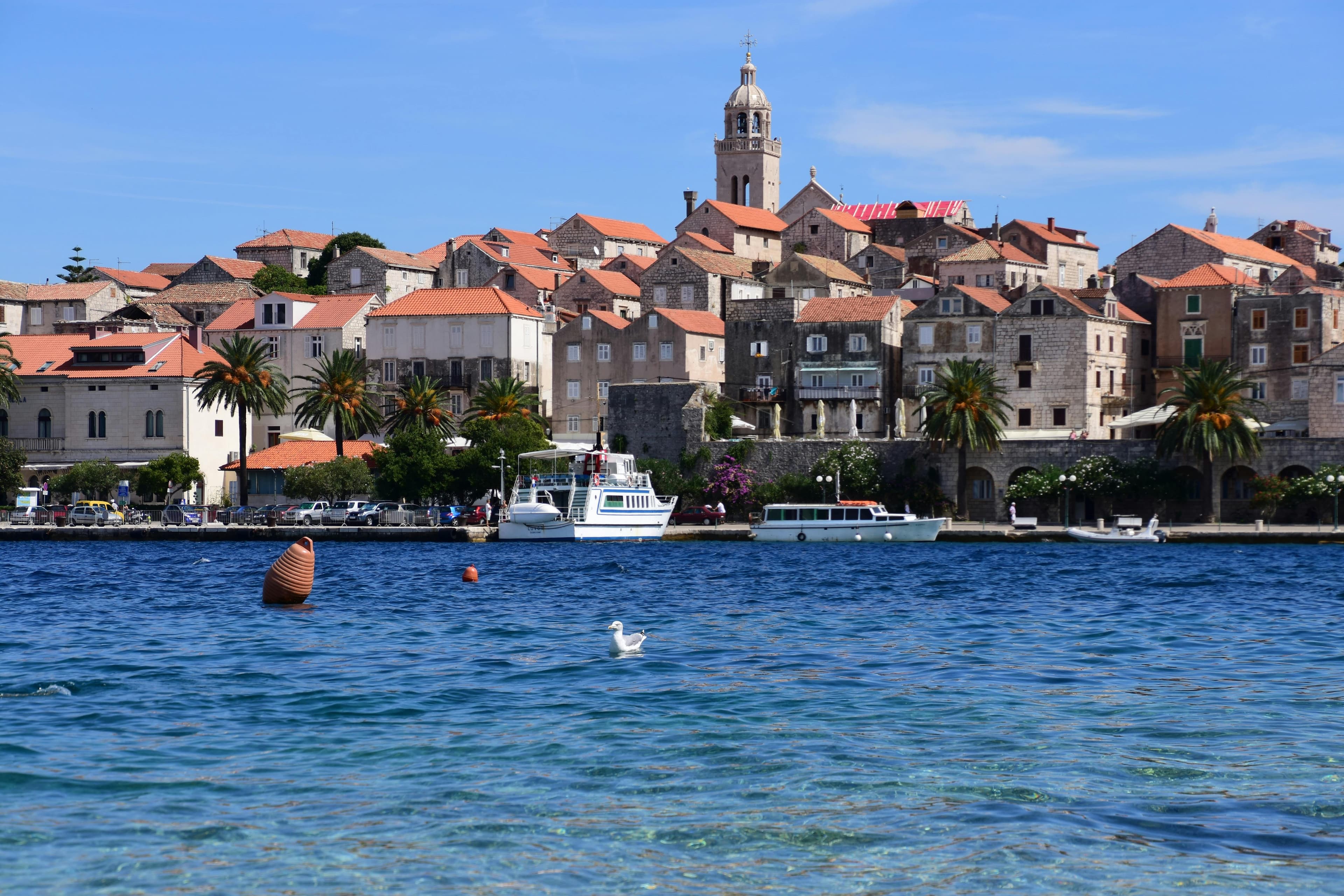 Korčula old town from the water.