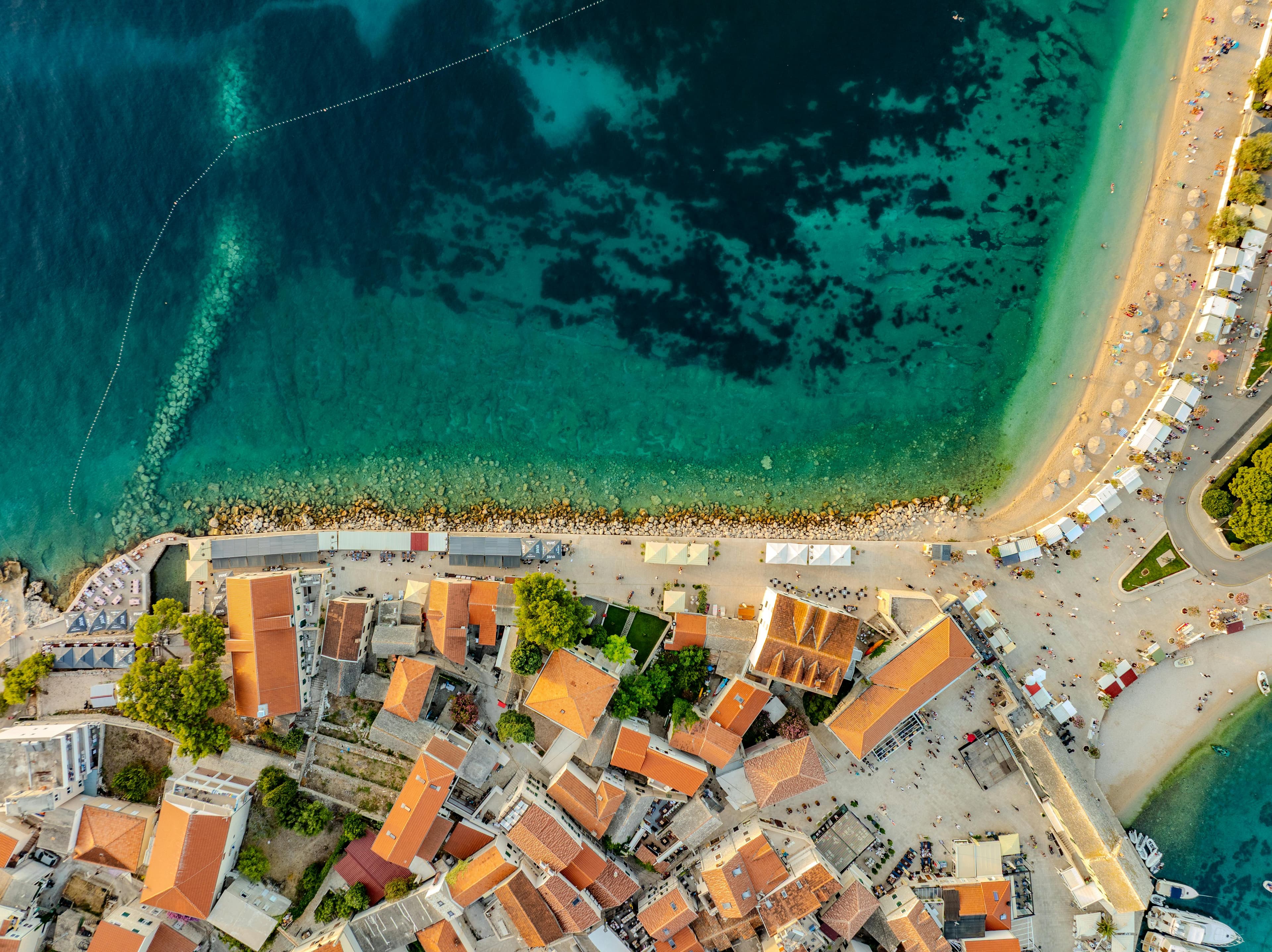Quiet shoulder-season harbor on the Croatian coast.