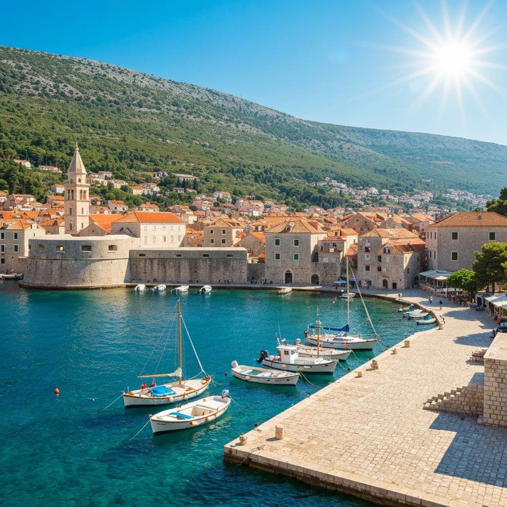Korčula island coastline with crystal-clear Adriatic water and sandy beaches