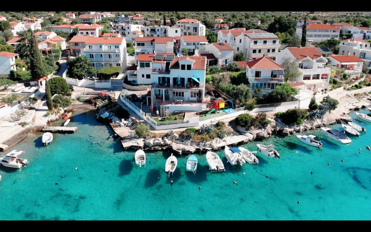 Rogoznica town and peninsula from above