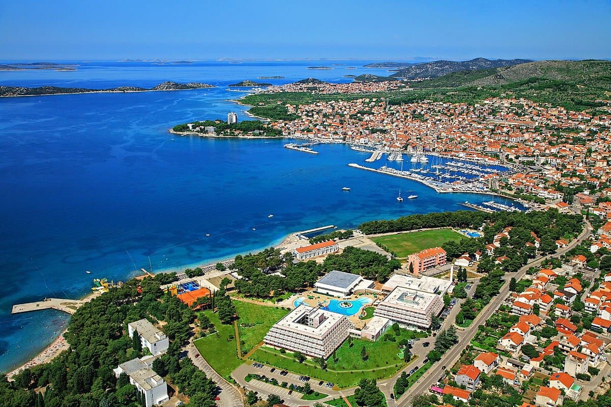 Vodice harbor and waterfront on the central Dalmatian coast