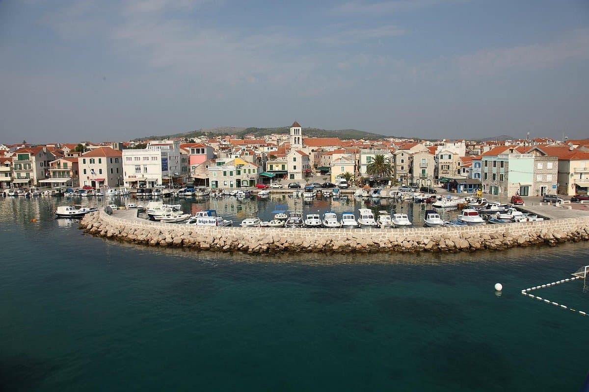 Panoramic view of Vodice and the Adriatic coastline