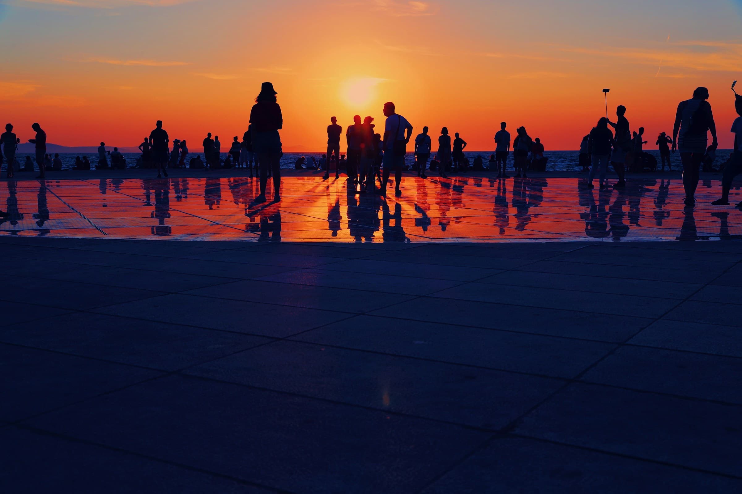 Famous Zadar sunset from the waterfront promenade