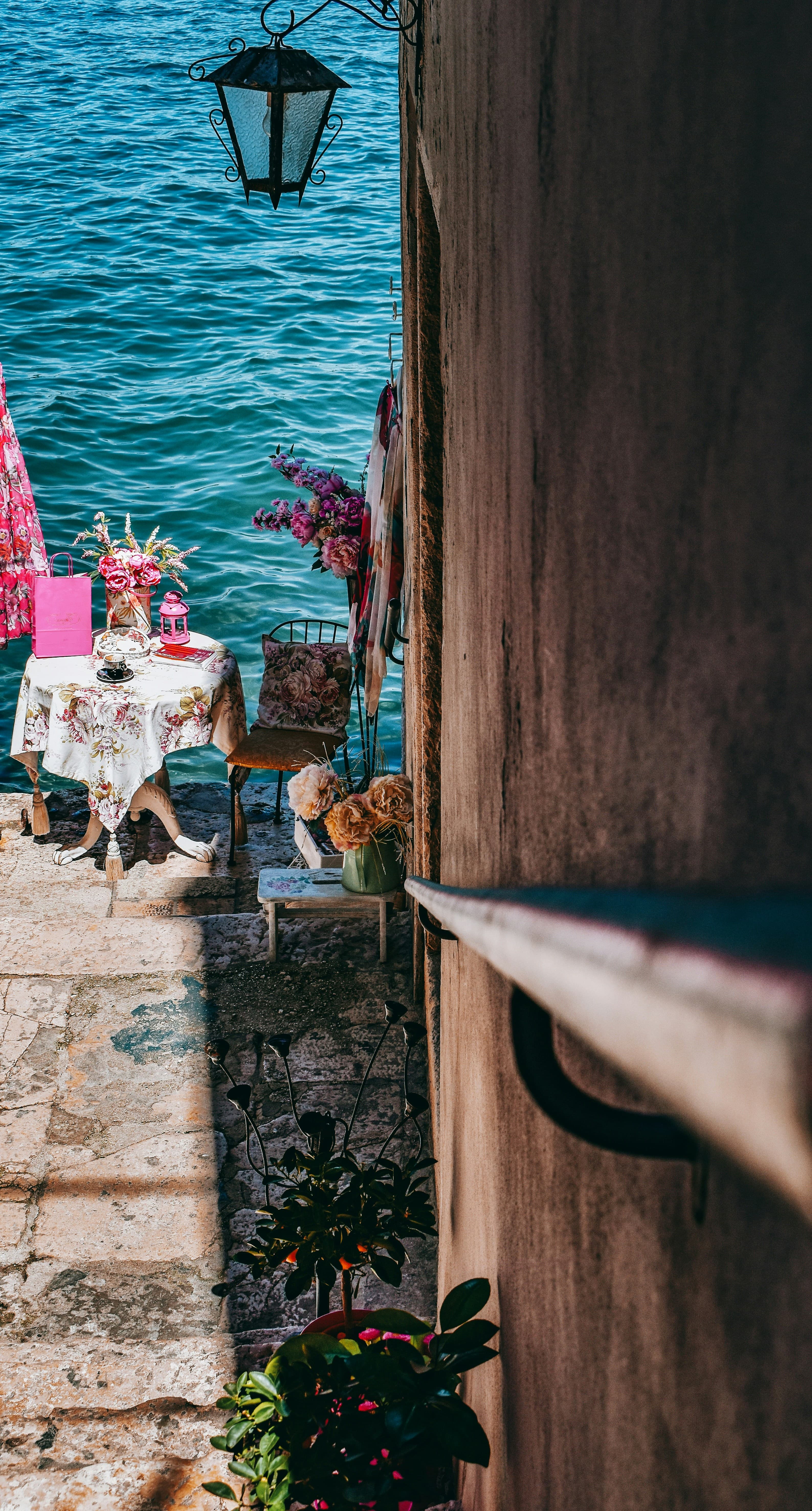 A flower stall beside the water in Rovinj