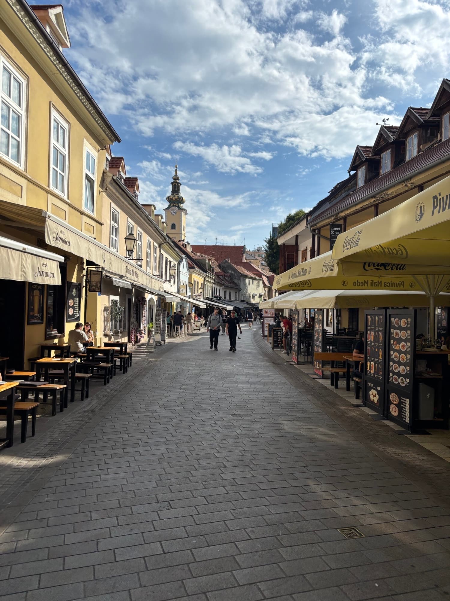 Cafés along a pedestrian street in Zagreb's old town