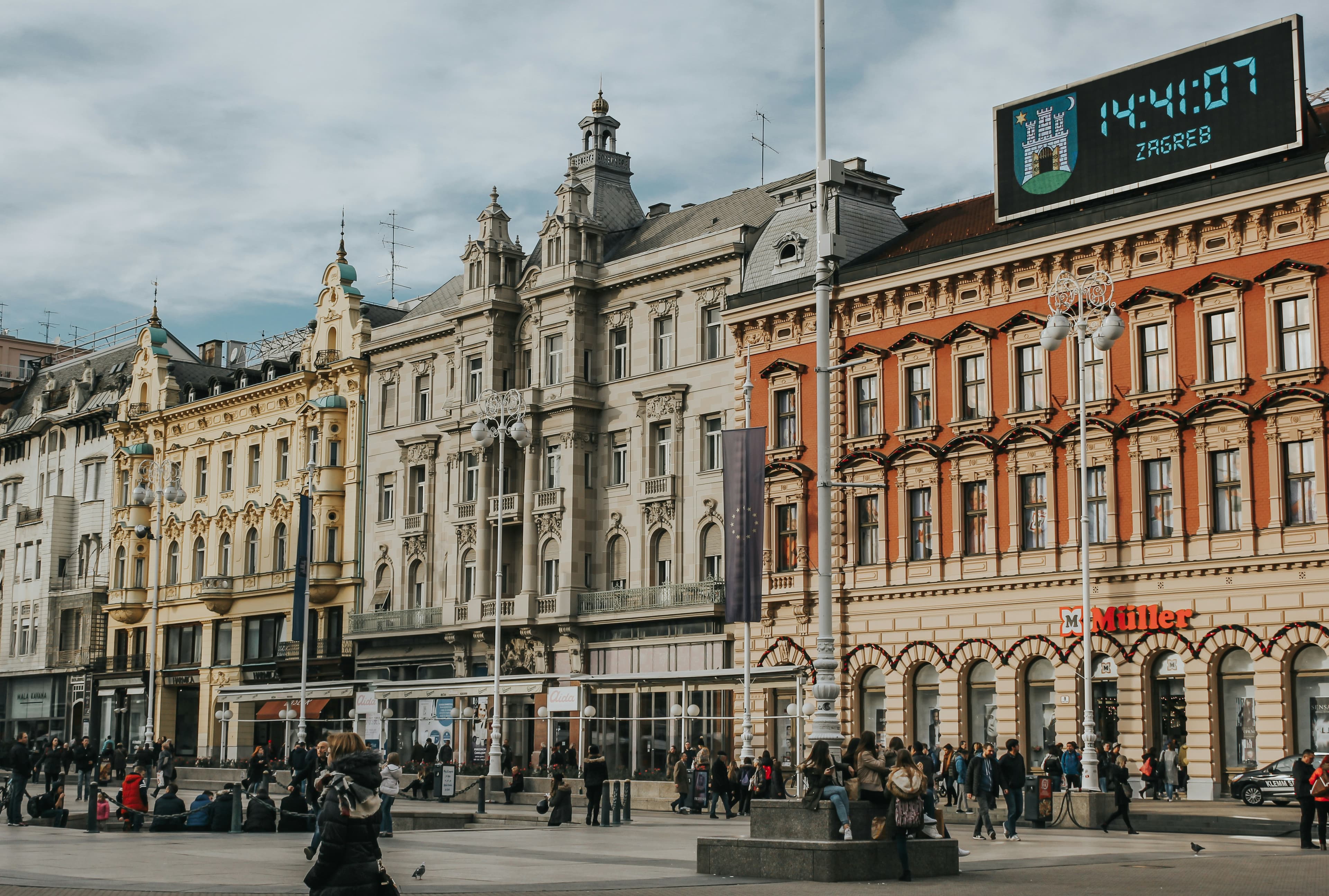 Zagreb's central square, a city break option outside the Adriatic summer peak