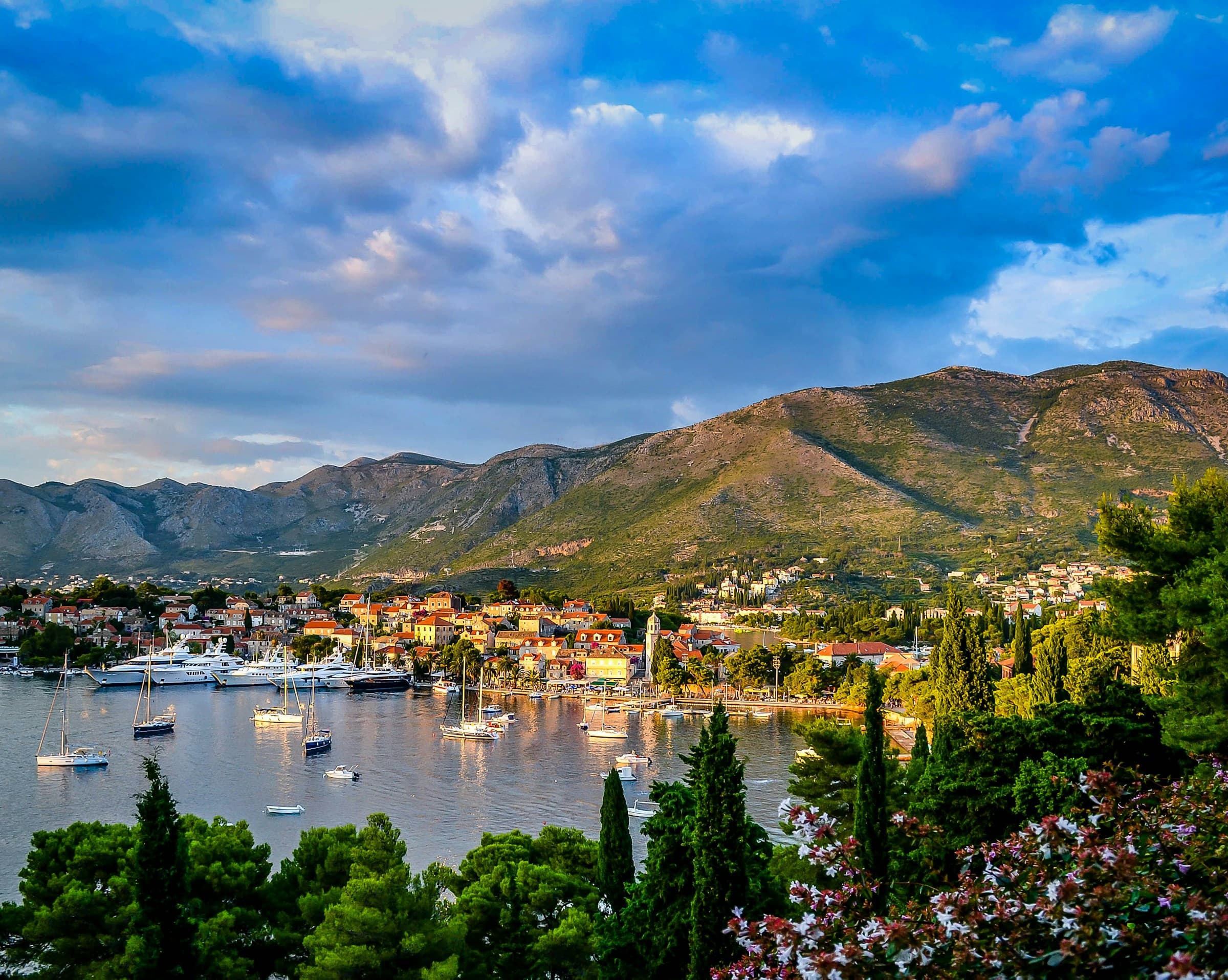 Cavtat harbor and old town on the southern Dalmatian coast