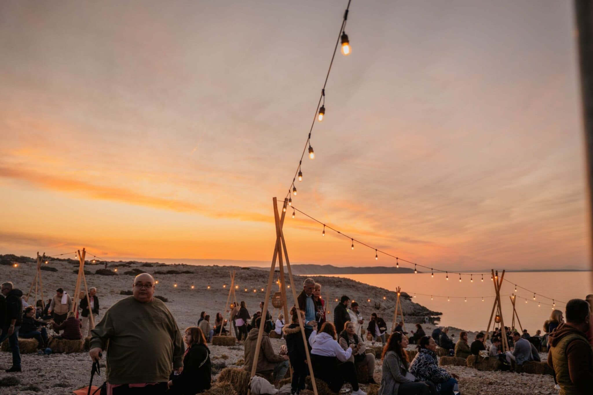 Sunset over the dramatic rocky landscape of the island of Pag, Croatia