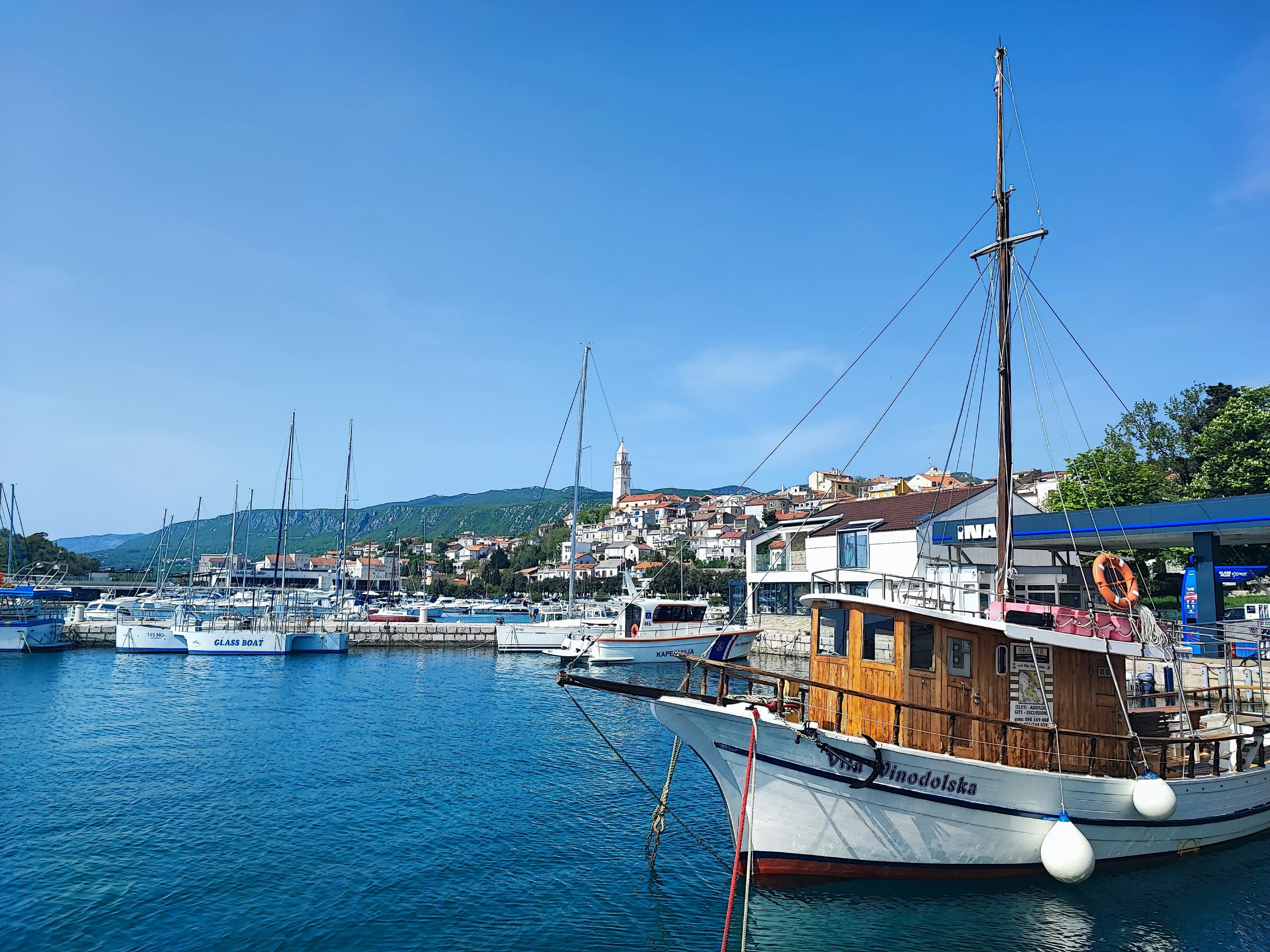Novi Vinodolski seafront and harbour on the Kvarner Riviera, Croatia