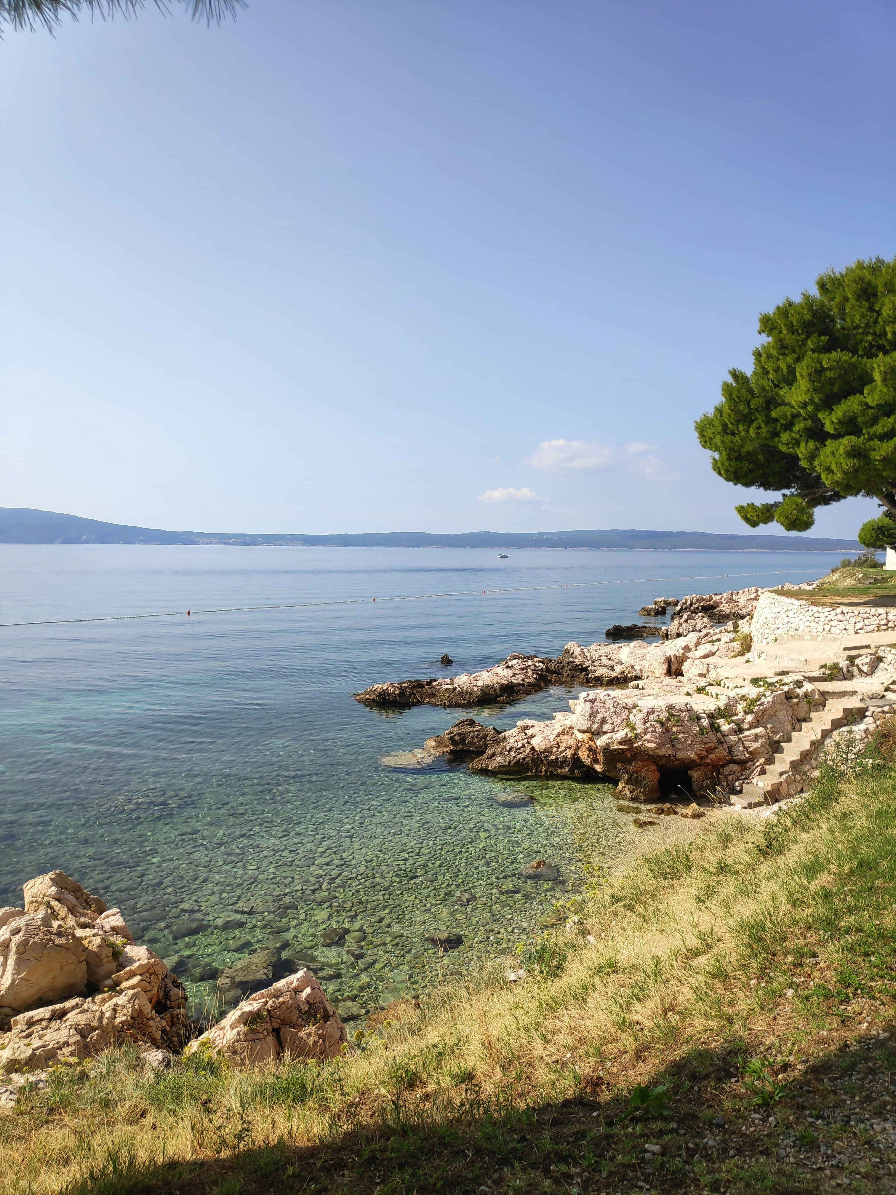 Clear blue sea and coastline at Novi Vinodolski on the Kvarner Riviera