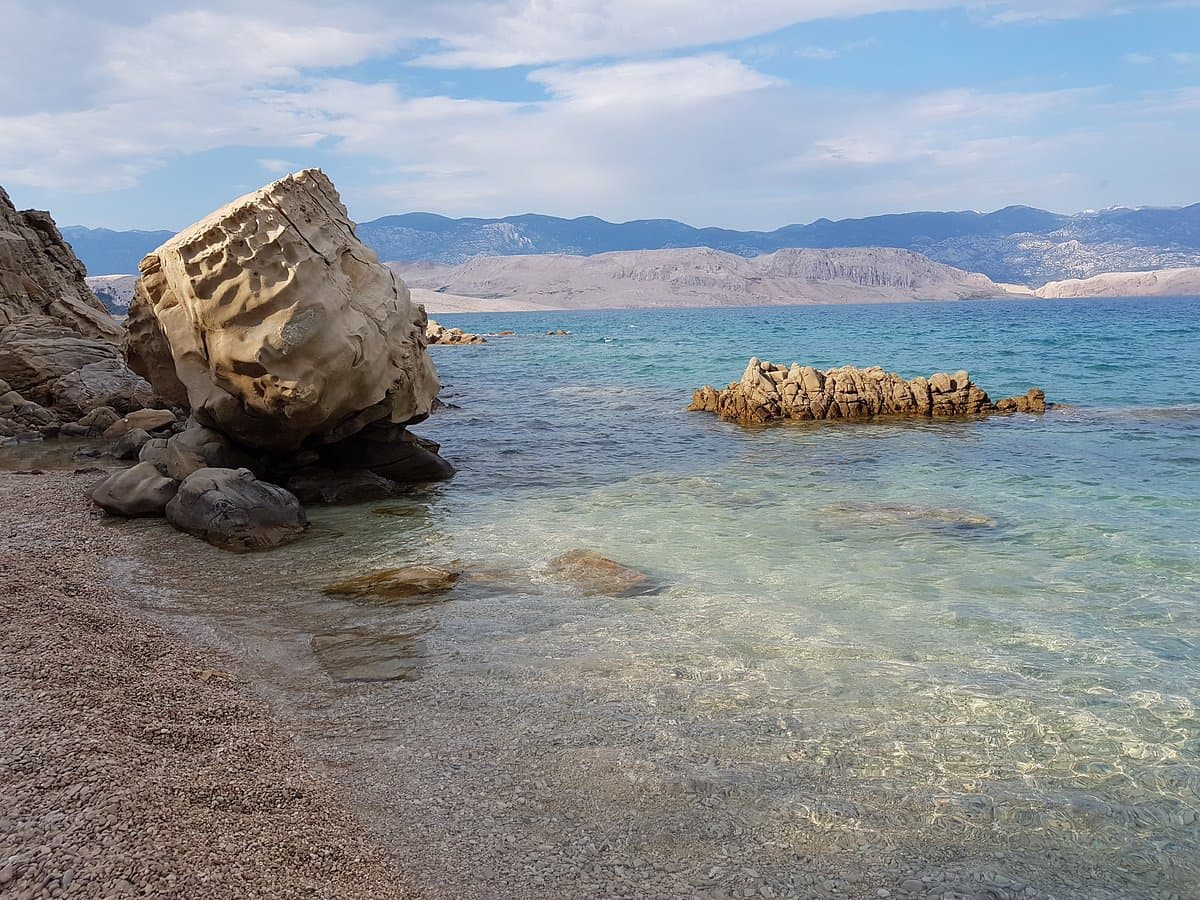 The dramatic white karst rocks of the Life on Mars Trail on the island of Pag, Croatia