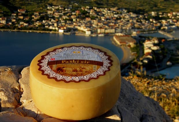 Paški sir — Pag island sheep's milk cheese aged in olive oil and sea salt ash