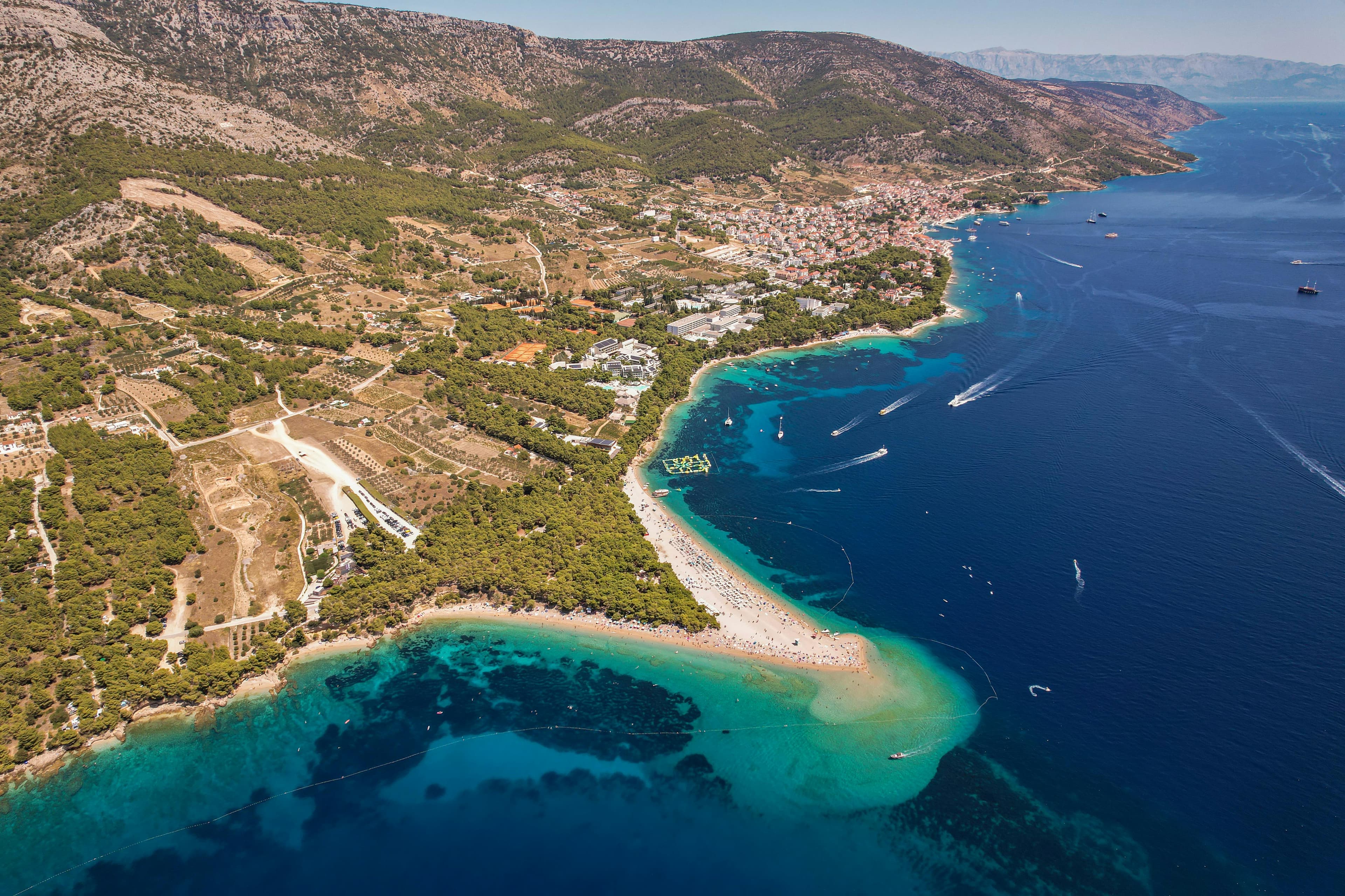 Vidova Gora summit on Brač island — road cycling climb above Bol with views to Hvar